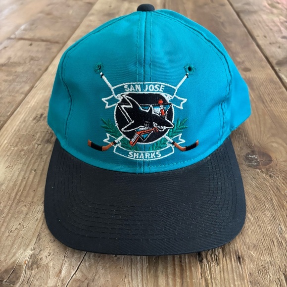 Vintage 90s San Jose Sharks The Game Snapback Hat NHL Hockey - Picture 1 of 9